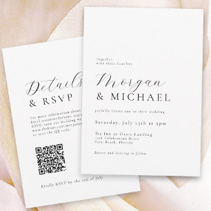Stylish Names Simple Minimal Classic Wedding  Invitation