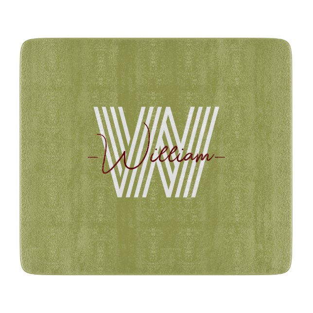 Stylish natural design Monogrammed initial Family Cutting Board (Front)