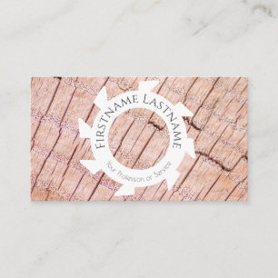Stylish natural organic wood with white saw shapes business card