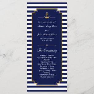 Stylish Nautical Blue Wedding Program Rack Cards