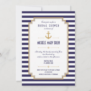 Stylish Nautical Bridal Shower Invitation