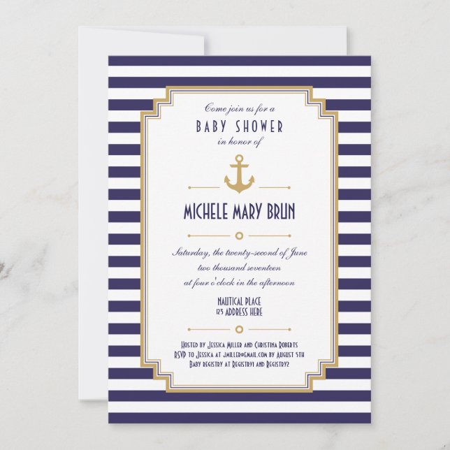 Stylish Nautical Neutral Baby Shower Invitation (Front)