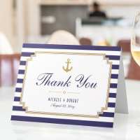 Stylish Nautical Striped Thank You Note Card