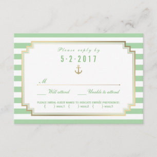 Stylish Nautical Wedding RSVP Card Meal Choice