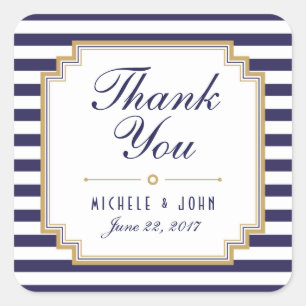 Stylish Nautical Wedding Thank You Favours Sticker