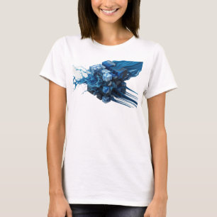 Stylish Navy Abstract Cubes Art Print T-Shirt