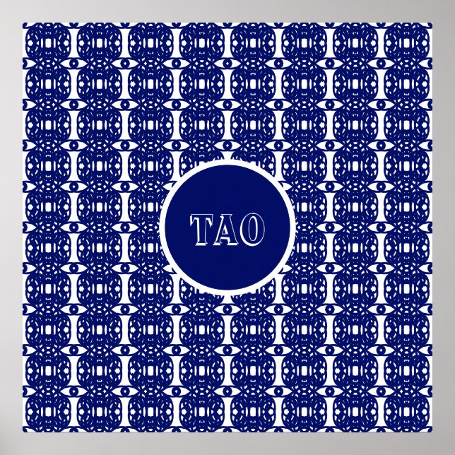Stylish Navy Blue and White Tao Calligraphy Poster (Front)