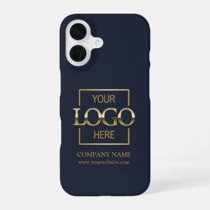 Stylish Navy Blue Business Company Logo Apple iPhone 16 Case