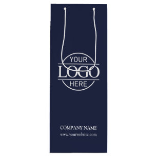 Stylish Navy Blue Corporate Company Business Logo Wine Gift Bag