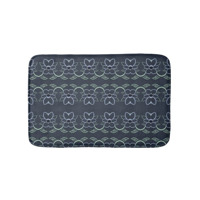 Stylish Navy Blue Floral Mat (Front)