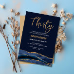 Stylish Navy Blue Gold Agate 30th Birthday Party  Invitation<br><div class="desc">Celebrate a big 30th birthday with our awesome invitation! It's super fancy and perfect for any special event. The design is modern and cool, sure to grab everyone's attention. The invitation is made with dark blue watercolor and faux gold accents, giving it a classy and fancy look. It's really stylish...</div>