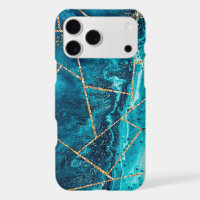 Stylish Navy Blue Gold Agate Geode Chic Monogram