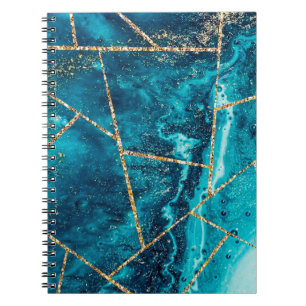 Stylish Navy Blue Gold Agate Geode Chic Monogram Notebook