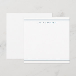 Stylish Navy Blue Triple Line Two Border Name  Card