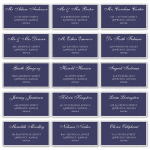 Stylish Navy Blue Wedding Guest Individual Address