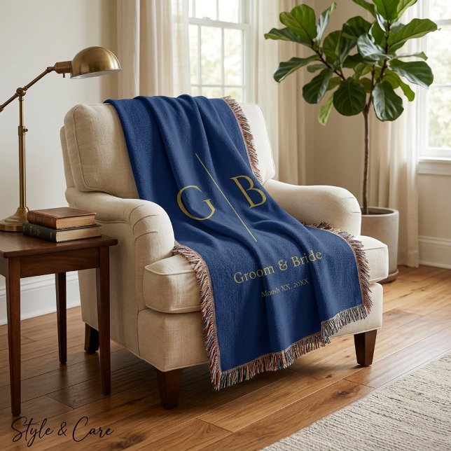Stylish Navy Throw Blanket for Wedding Favors (Stylish Navy Throw Blanket for Wedding Favors)
