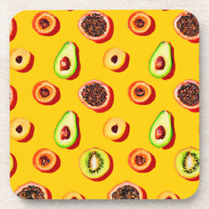 Stylish Neon Fruits Pattern Coaster