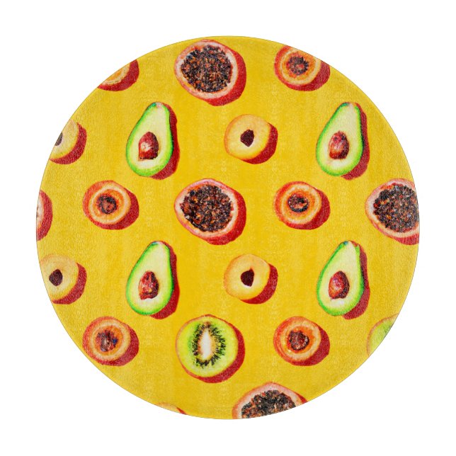 Stylish Neon Fruits Pattern Cutting Board (Front)