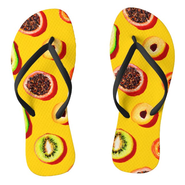 Stylish Neon Fruits Pattern Flip Flops (Footbed)