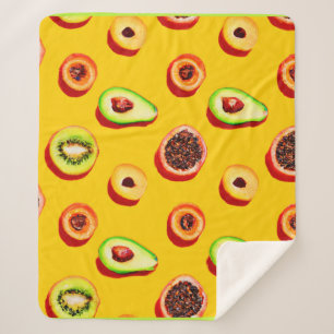 Stylish Neon Fruits Pattern Sherpa Blanket