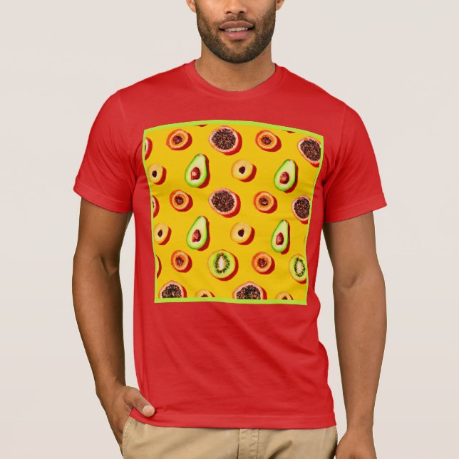 Stylish Neon Fruits Pattern T-Shirt (Front)