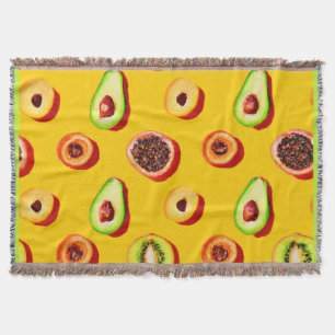 Stylish Neon Fruits Pattern Throw Blanket