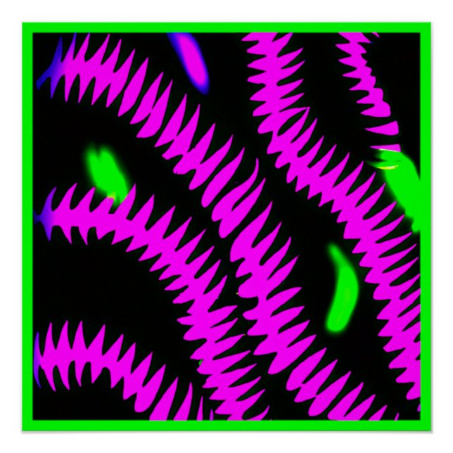 Stylish Neon Patterns Art Poster (Front)