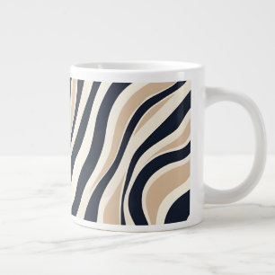 Stylish Neutral Beige And Charcoal Abstract Large Coffee Mug