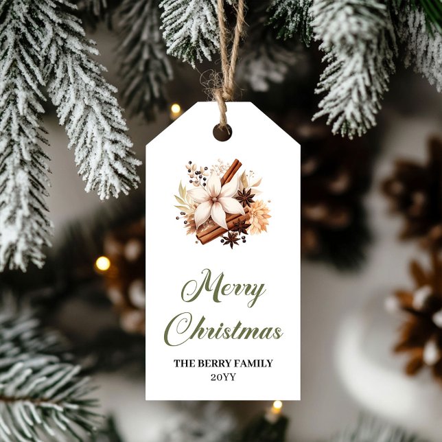 Stylish Neutral Christmas Flower Editable Gift Tag (Stylish Neutral Christmas Flower Editable Gift Tag)