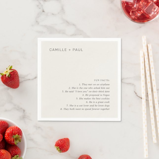 Stylish Neutral Minimalist Wedding Napkin (Insitu)