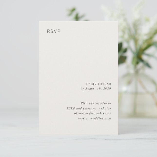 Stylish Neutral Minimalist Wedding RSVP Card (Standing Front)