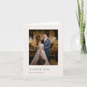 Stylish Neutral Photo Modern Wedding Thank You Card