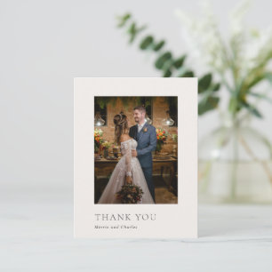 Stylish Neutral Photo Modern Wedding Thank You Card