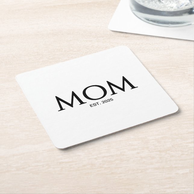 Stylish New Mum Gift Mum Established  Square Paper Coaster (Angled)