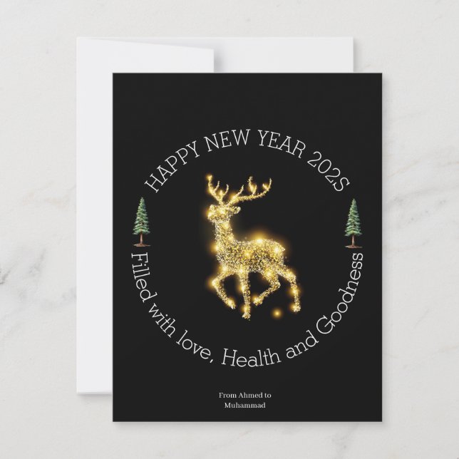 Stylish New Year Greeting Sticker Holiday Card (Front)