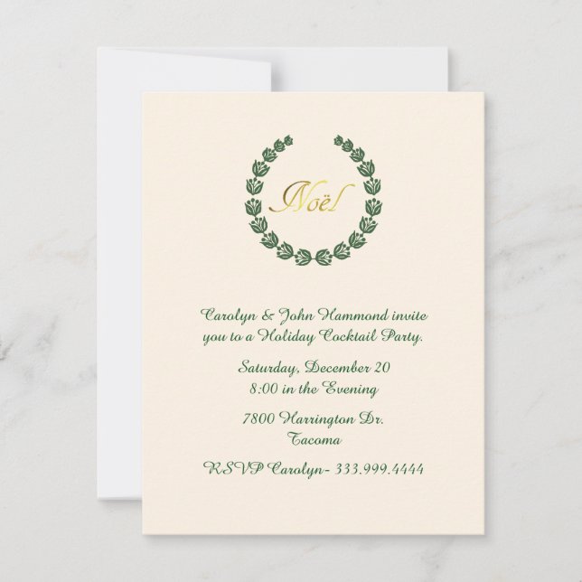 Stylish Noel Wreath Holiday Party Invitation (Front)