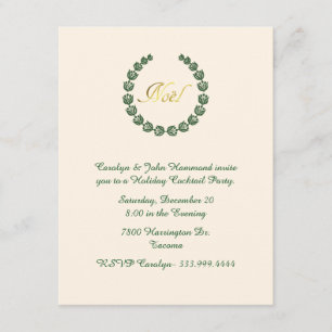 Stylish Noel Wreath Holiday Party Invitation