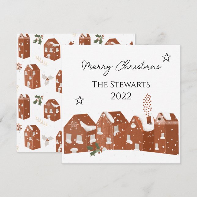 Stylish Nordic Style Christmas Card Personalised (Front/Back)