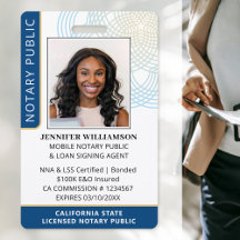 Stylish Notary Public Photo QR Code ID Navy Blue