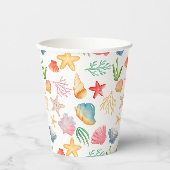 Stylish Ocean Shell-ebrate Themed Paper cup (Front)