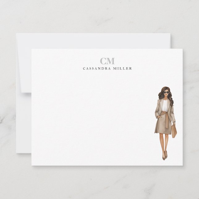 Stylish Office Fashion Professional Monogrammed  Card (Front)