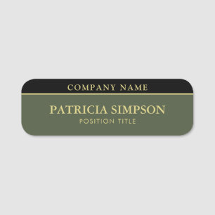 Stylish Olive Dark Green And Black: Professional Name Tag