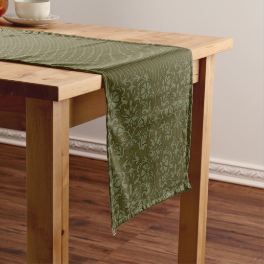 Stylish Olive Green Damask Short Table Runner Zazzle.co.uk