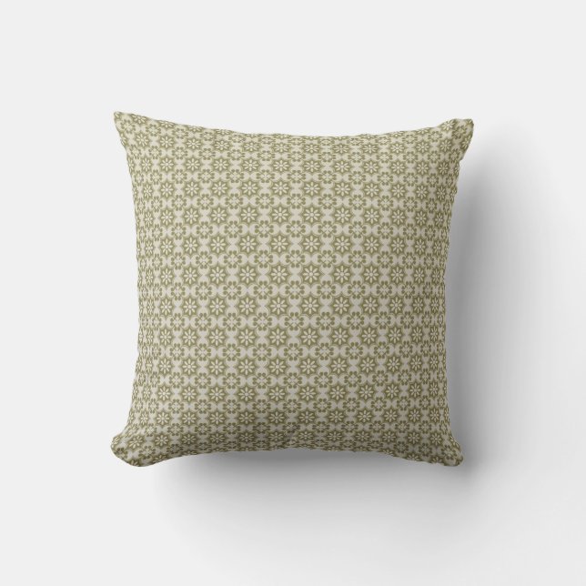Stylish olive green Fleur de Lis repeating pattern Cushion (Front)