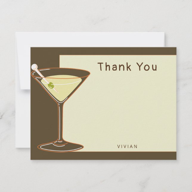 Stylish Olive Green Modern Bridal Shower Blank Thank You Card (Front)