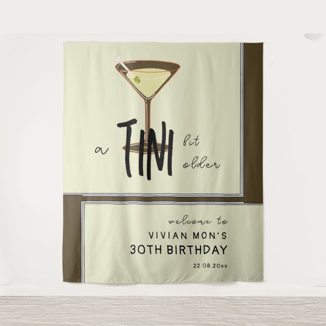 Stylish Olive Martini Birthday Welcome Tapestry (Front)