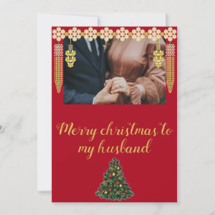 Stylish One photo Merry christmas to my husband Holiday Card