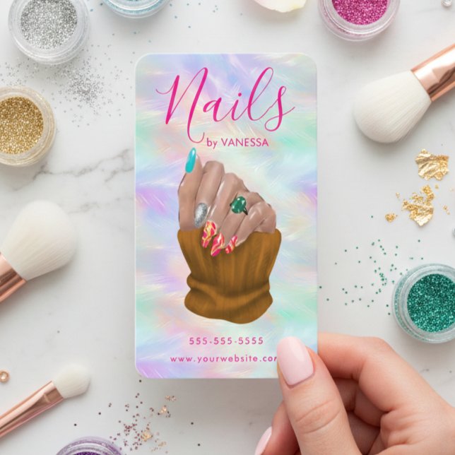 Stylish Opal Manicurist Artist Nail Salon Modern Business Card (Creator Uploaded)