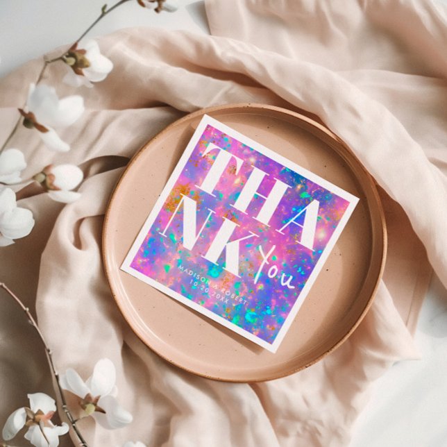 Stylish Opal Stone Bold Thank You Wedding Napkin (Creator Uploaded)