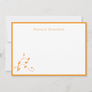 Stylish Orange Abstract Floral Personalised Card
